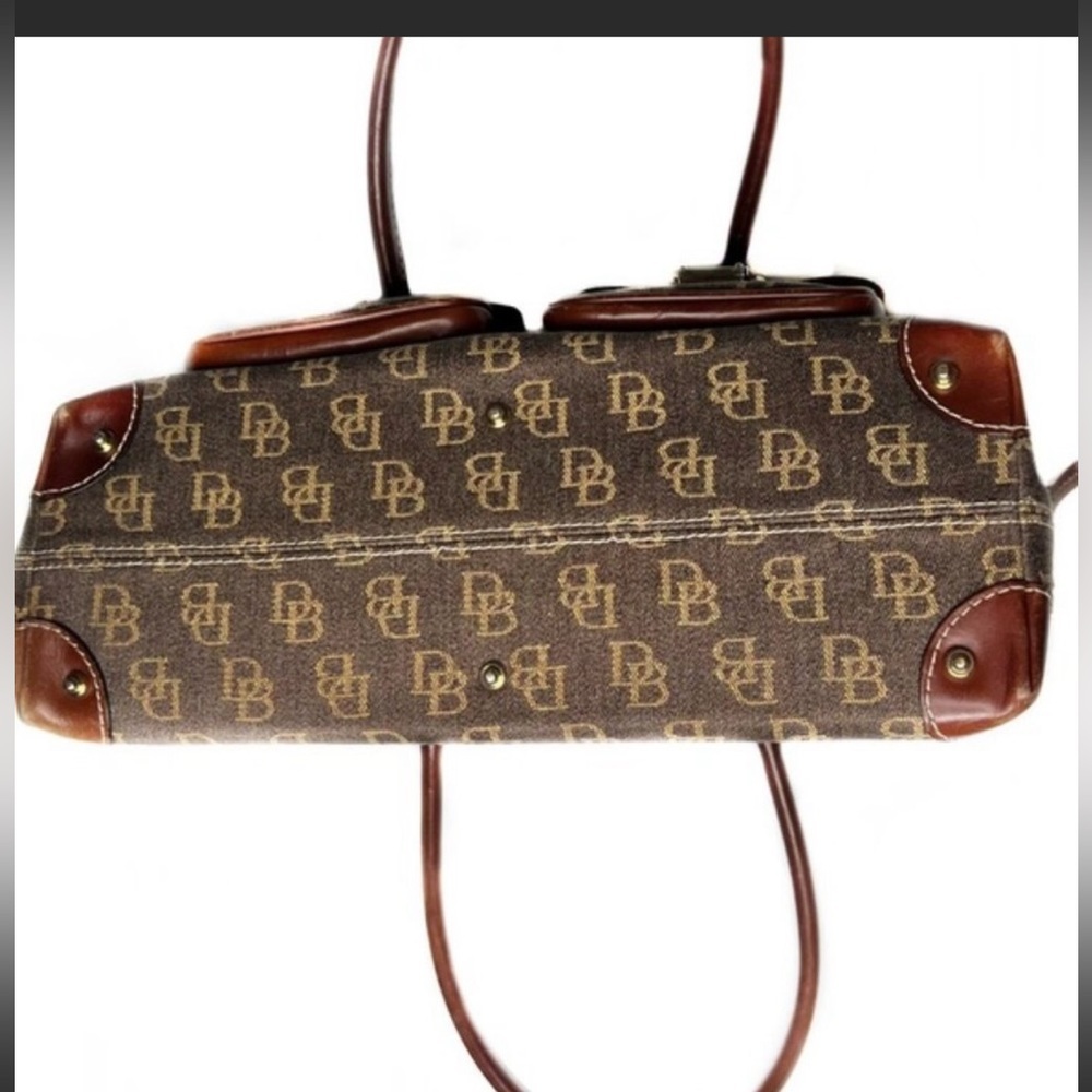 Dooney & Bourke Denim & Leather Brown Vintage Signature Monogram Anniversary Bag - Picture 4 of 11